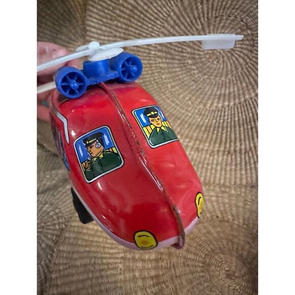 Fire Chief Fire Department Helicopter , Vintage Windup metal Toy - Picture 8 of 11